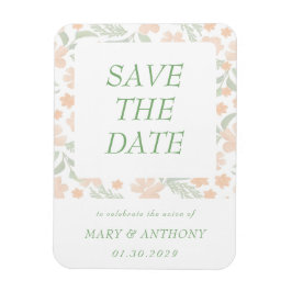 Sinaasappel Bloemige Aquarel Save the Date Magneet