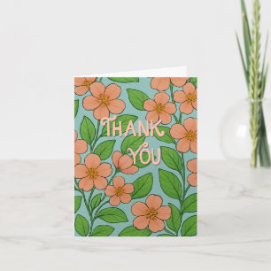 Sinaasappel Bloemige Bedankkaart met Handlettering