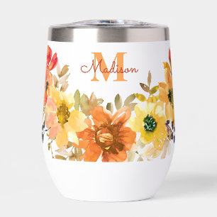 Sinaasappel Bloemige Monogram Naam Cadeau