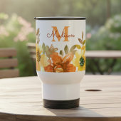 Sinaasappel Bloemige Monogram Naam Cadeau Reisbeker