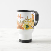 Sinaasappel Bloemige Monogram Naam Cadeau Reisbeker (Voorkant rechts)