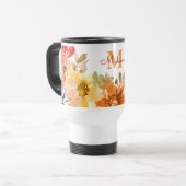 Sinaasappel Bloemige Monogram Naam Cadeau Reisbeker (Voorkant links)