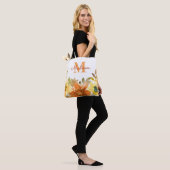Sinaasappel Bloemige Monogram Naam Cadeau Tote Bag (Op model)