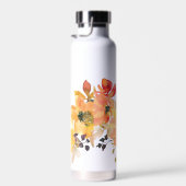 Sinaasappel Bloemige Monogram Naam Cadeau Waterfles (Rechts)