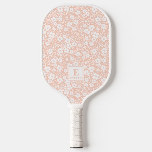 Sinaasappel Bloemige Pickleball Paddle Monogram (Voorkant)
