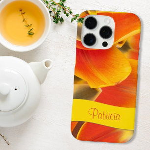 Sinaasappel Bloemige Tulp Bloemblaadjes Aangepaste iPhone 16 Pro Hoesje