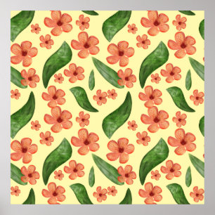 Sinaasappel Bloemmotief Naadloos Botanisch Ontwerp Poster