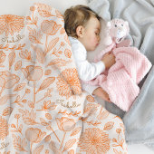 Sinaasappel Bloempatroon Aangepaste Naam Fleece De