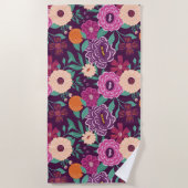 Sinaasappel & Bloesem Paars & Roze Patroon Strandlaken (Voorkant)