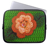 Sinaasappel Bloom Artisan Haakprint Electronics Ba Laptop Sleeve (Voorkant)