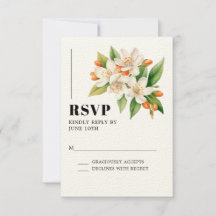 Sinaasappel Blossom & Jasmijn Blooms Bruiloft RSVP