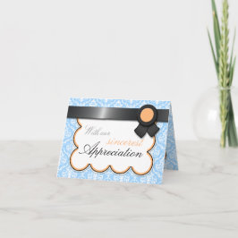 Sinaasappel & Blue Damask Elegant Bedankkaart