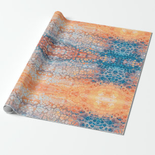 Sinaasappel/Blue Pebbles Wrapping Paper Cadeaupapier