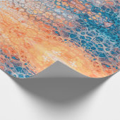 Sinaasappel/Blue Pebbles Wrapping Paper Cadeaupapier (Hoek)