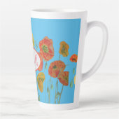 Sinaasappel Blue Shabby Poppy Poppies Waterverf Mo Latte Mok (Rechts)