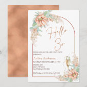 Sinaasappel Boho Cactus 30e uitnodiging van de Bir (Voorkant / Achterkant)