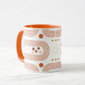 Sinaasappel Boho geometrische lijnen met bloemen Mok (Voorkant links)