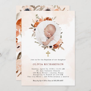 Sinaasappel Boho   Waterverf Baptisme Foto Kaart