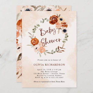 Sinaasappel Boho   Waterverf Blush Baby shower Kaart