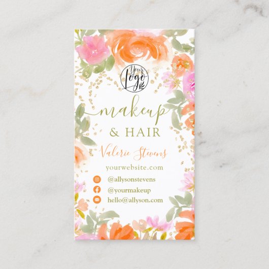 Sinaasappel Boho wilde waterverf make-up haar Visitekaartje (Voorkant)