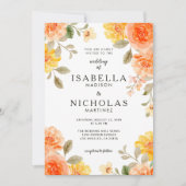 Sinaasappel Bold Bright Kleur Floral Bruiloft Kaart (Voorkant)