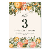Sinaasappel botanische moderne rustieke tafel numm kaart (Achterkant)