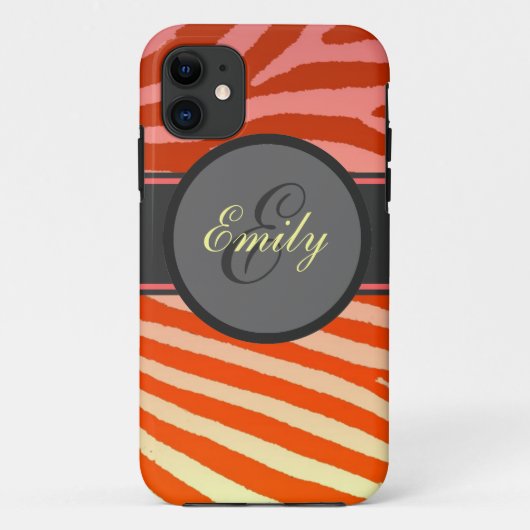 Sinaasappel Bright Zebra Stripes Custom iPhone 5 h Case-Mate iPhone Case (Achterkant)