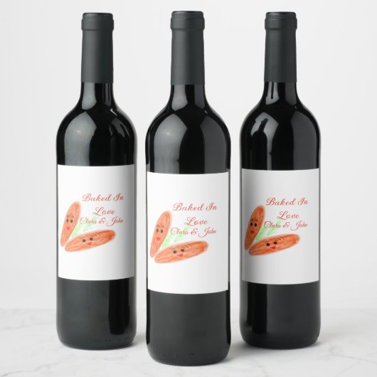 Sinaasappel broodpaar emoji gebakken in liefde Voe Wijn Etiket (Flessen)