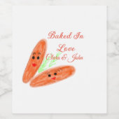 Sinaasappel broodpaar emoji gebakken in liefde Voe Wijn Etiket (Enkel label)