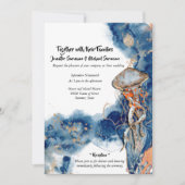 Sinaasappel bruiloft van de waterverf van zeebrase kaart (Voorkant)