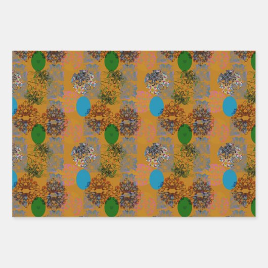 Sinaasappel Bruin Blauw Groen Verpakkend Document Inpakpapier Vel (Voorkant 3)