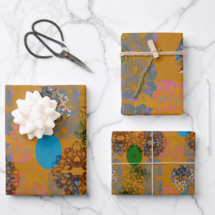 Sinaasappel Bruin Blauw Groen Verpakkend Document  Inpakpapier Vel