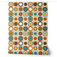 Sinaasappel Bruin Blauwgroen Blauw Mid Century Cir