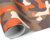 Sinaasappel & Bruin Camo Cadeaupapier (Rol Hoek)