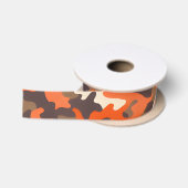Sinaasappel & Bruin Camo Satijnen Lint (Spoel)
