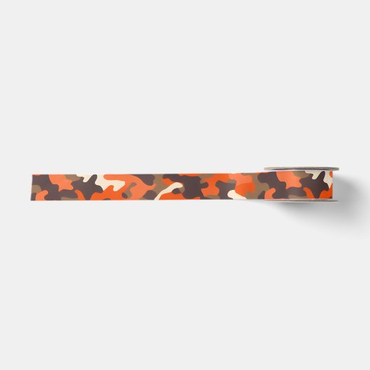 Sinaasappel & Bruin Camo Satijnen Lint (Voorkant)