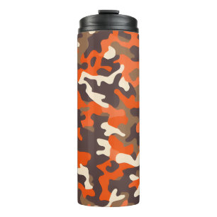 Sinaasappel & Bruin Camo Thermosbeker