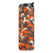 Sinaasappel & Bruin Camo Thermosbeker (Gedraaid links)