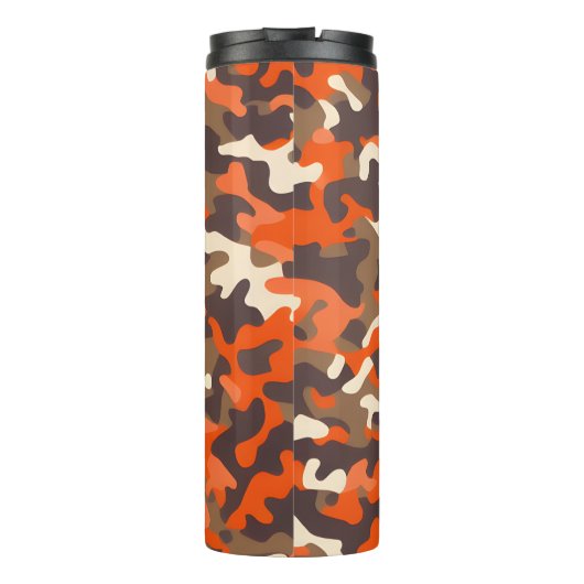 Sinaasappel & Bruin Camo Thermosbeker (Achterkant)