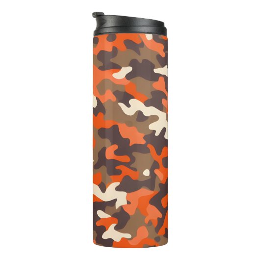 Sinaasappel & Bruin Camo Thermosbeker (Geroteerd rechts)