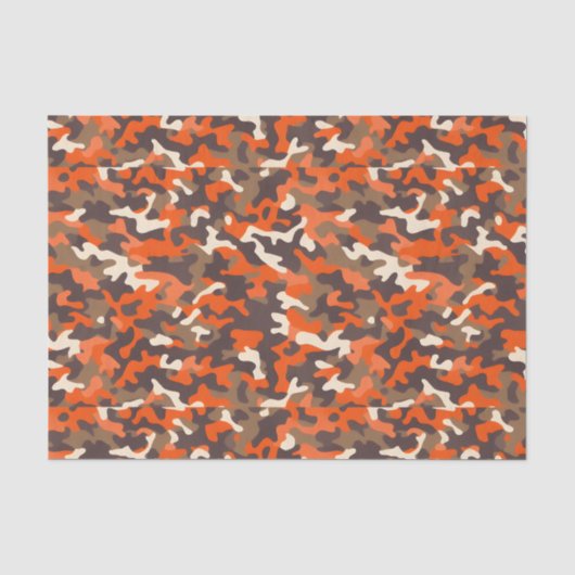 Sinaasappel & Bruin Camo Tissuepapier (Voorkant)