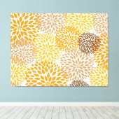 Sinaasappel Bruin modern dahlia bloesems kunst aan Canvas Afdruk (Insitu (Houten vloer))