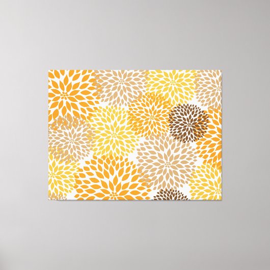 Sinaasappel Bruin modern dahlia bloesems kunst aan Canvas Afdruk (Voorkant)