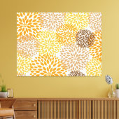 Sinaasappel Bruin modern dahlia bloesems kunst aan Canvas Afdruk (Insitu (Woonkamer))