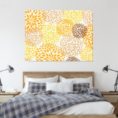 Sinaasappel Bruin modern dahlia bloesems kunst aan Canvas Afdruk (Insitu (Slaapkamer))