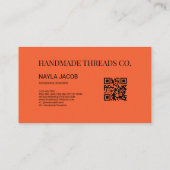 Sinaasappel Bruin Schaakbordpatroon QR Code Handge Visitekaartje (Achterkant)