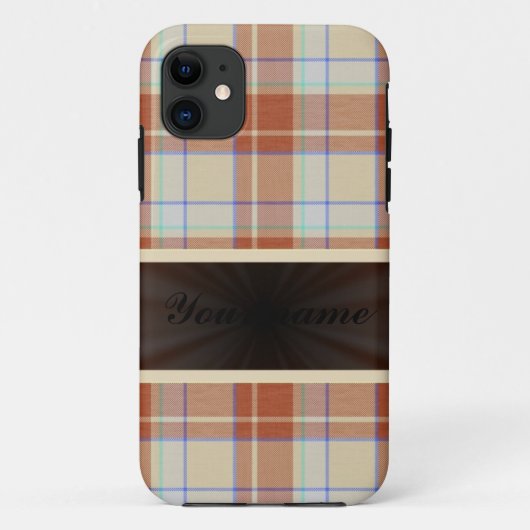 Sinaasappel bruin tartan met lint Case-Mate iPhone case (Achterkant)