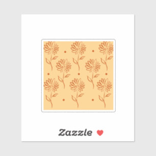 Sinaasappel Bruine Bloem Overzicht Patroon Sticker