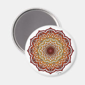 Sinaasappel & Bruine Spiraal en Bloemen Mandala Magneet (Voorkant / Achterkant)