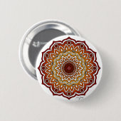 Sinaasappel & Bruine Spiraal en Bloemen Mandala Ronde Button 5,7 Cm (Voorkant /achterkant)